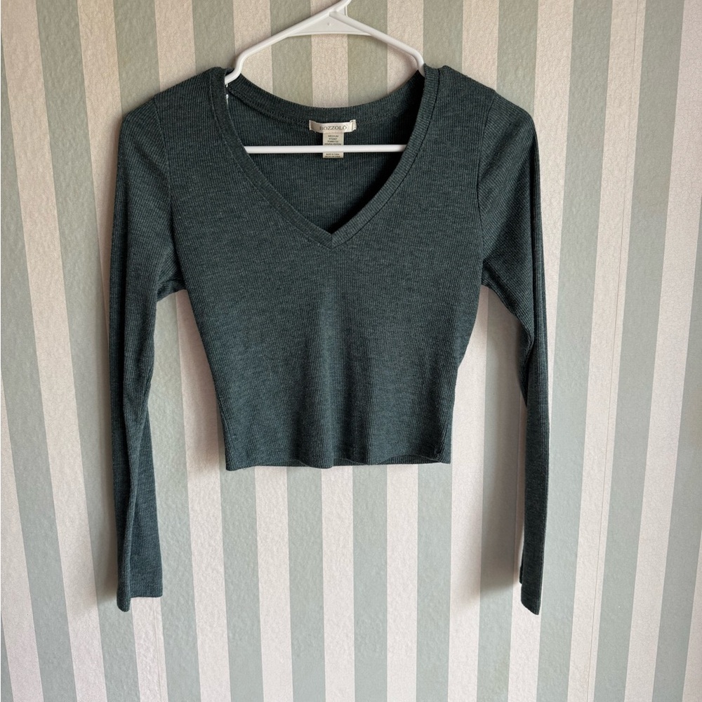 Forever 21 Deep Teal V-Neck Crop Top